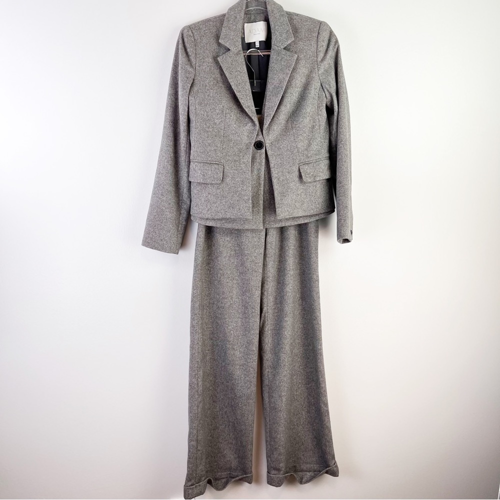 Adam Lippes Pant Blazer Suit Womens 4 6 Grey Wool Single Breasted Work Attire